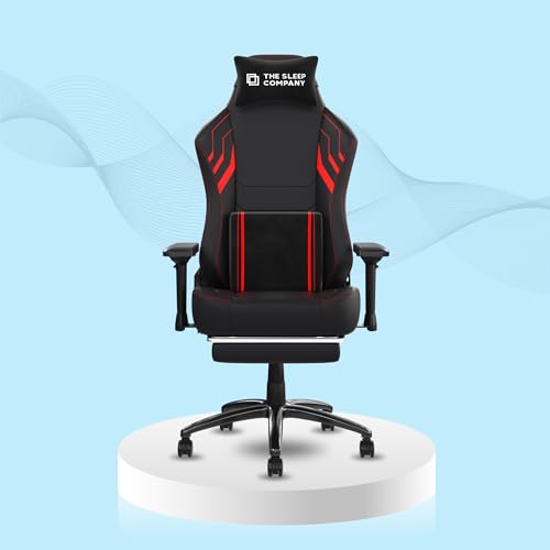 ErgoSmart by The Sleep Company - Pro Gaming Chair | Gaming Comfort with Patented SmartGRID Technology | Xtreme Recline | Xtreme Posture with 4D Armrest | 2 Years Warranty | Red (XGen)