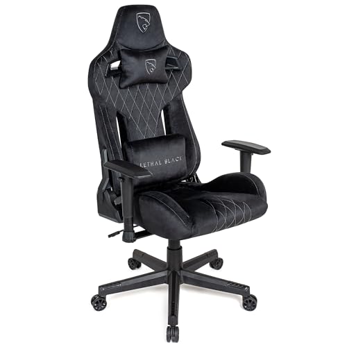 Lethal Black Ergonomic Gaming Chair - with Premium Breathable Alcantara Fabric, Multi Adjustable Armrests, Neck & Lumbar Support| Chair Gaming seat & backrest Build with high Density Foam