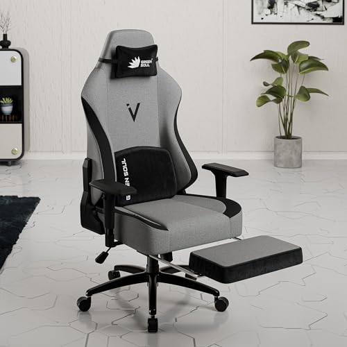 Green Soul® Vision Pro Multi-Functional Ergonomic Gaming Chair, with Premium Fabric, 4D Armrests, Integrated Footrest, Sturdy Metal Base & 180° Back Recline (Earth)