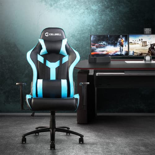 CELLBELL Transformer Series Gaming/Racing Style Ergonomic High Back Chair with Removable Neck Rest & Adjustable Back for Computer/Office/Study Seating Chair for Gamers (Blue-Black)